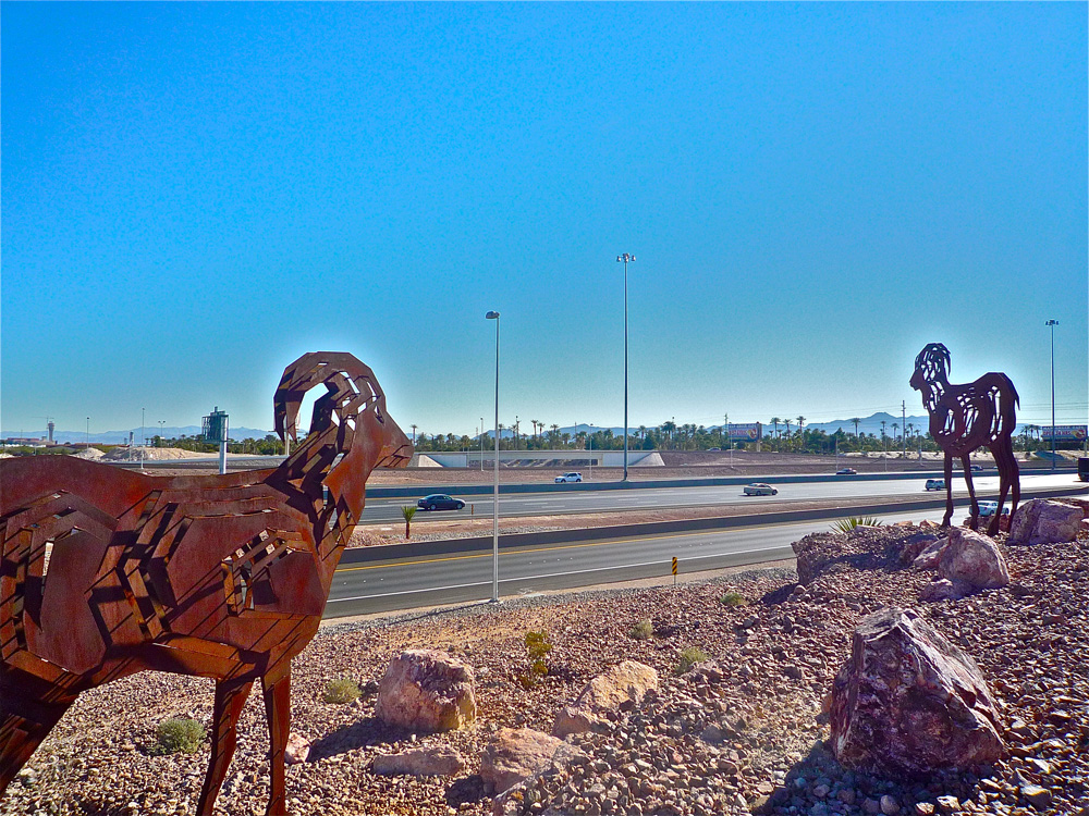 1-15 FWY S @ Russel rd | 00000006172 | wtf, streets,    statue, rocks,  
